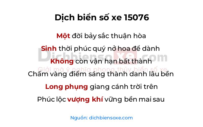 Dịch thơ biển số 15076