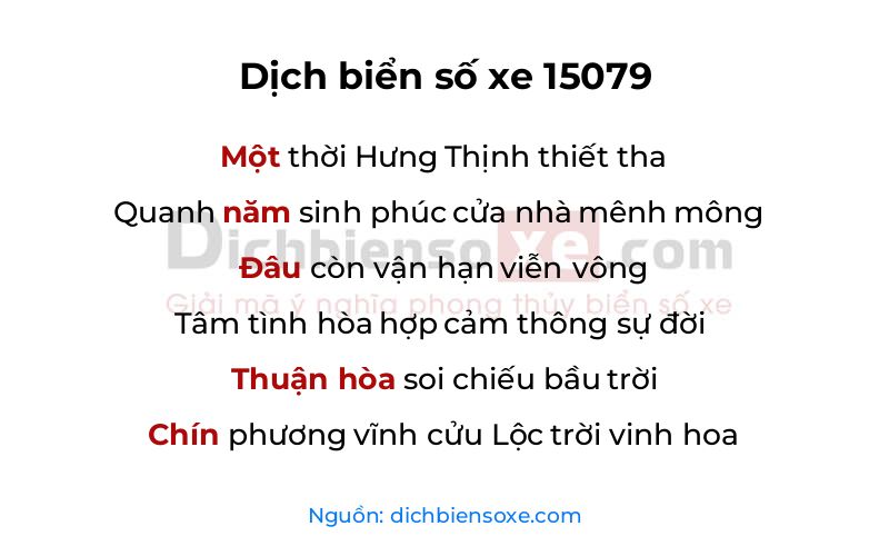 Dịch thơ biển số 15079
