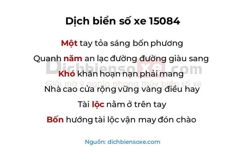 Dịch thơ biển số 15084
