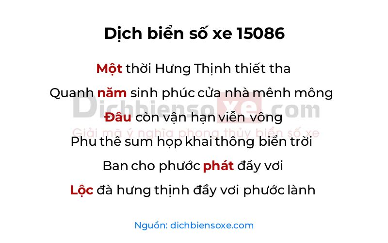Dịch thơ biển số 15086