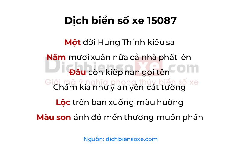 Dịch thơ biển số 15087