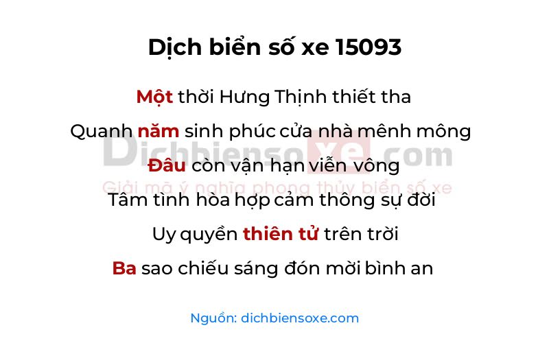 Dịch thơ biển số 15093