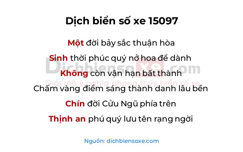 Dịch thơ biển số 15097