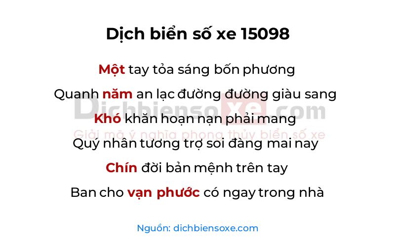 Dịch thơ biển số 15098