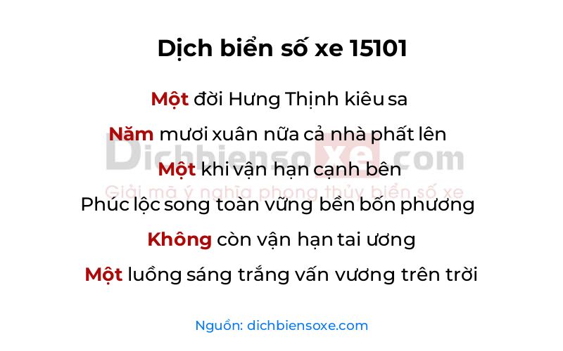 Dịch thơ biển số 15101