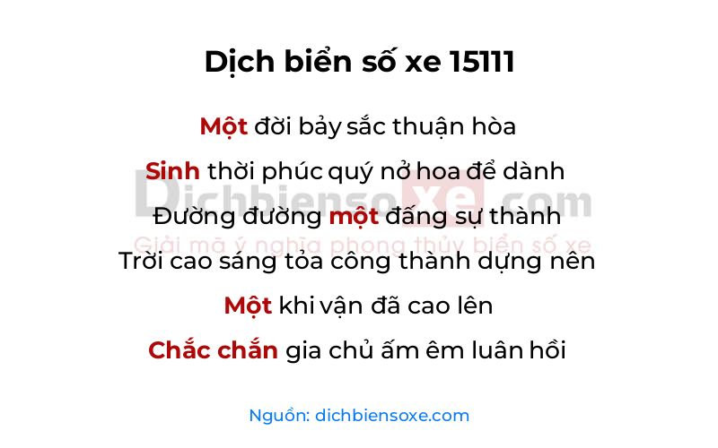 Dịch thơ biển số 15111