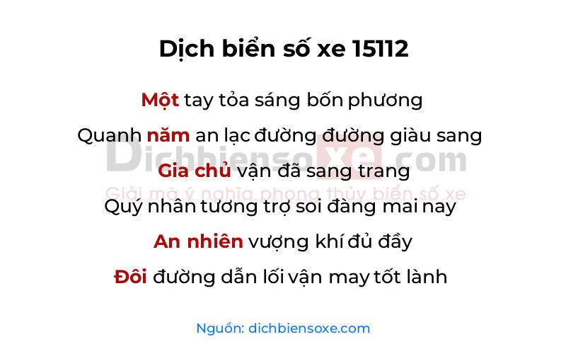 Dịch thơ biển số 15112