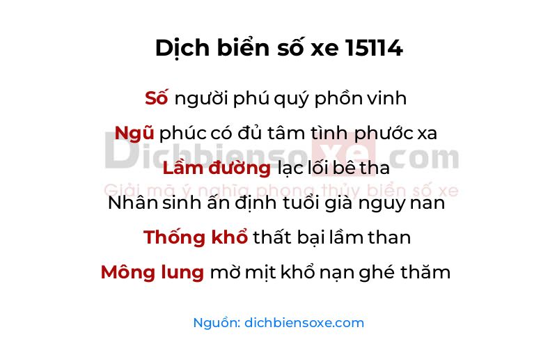Dịch thơ biển số 15114