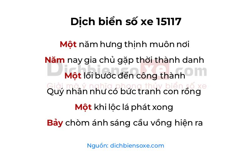 Dịch thơ biển số 15117