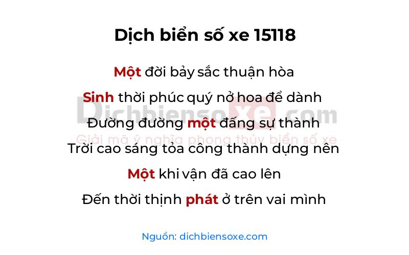 Dịch thơ biển số 15118