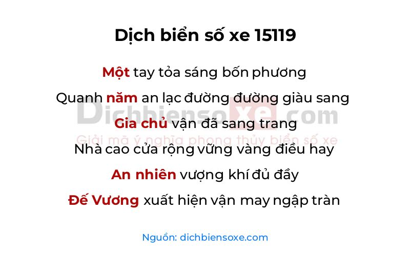 Dịch thơ biển số 15119