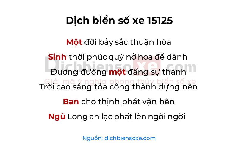 Dịch thơ biển số 15125