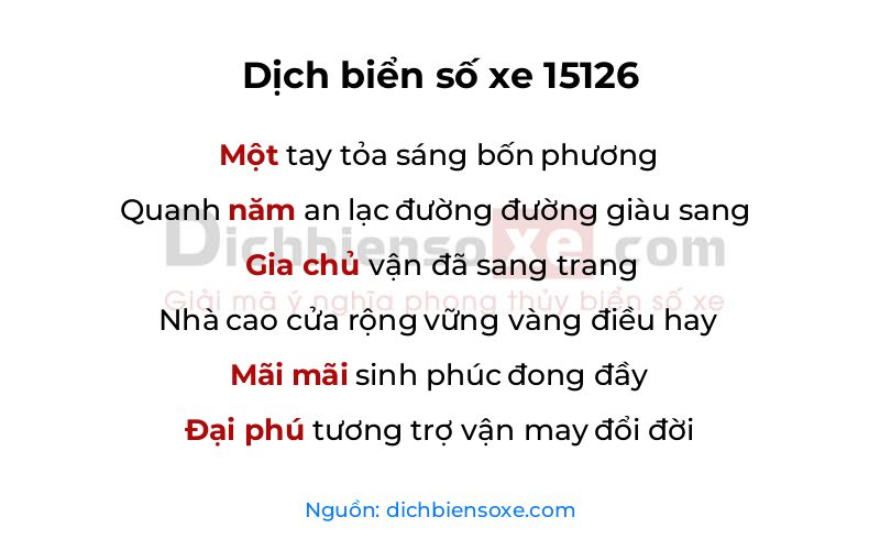 Dịch thơ biển số 15126