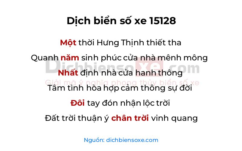 Dịch thơ biển số 15128