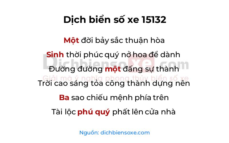Dịch thơ biển số 15132