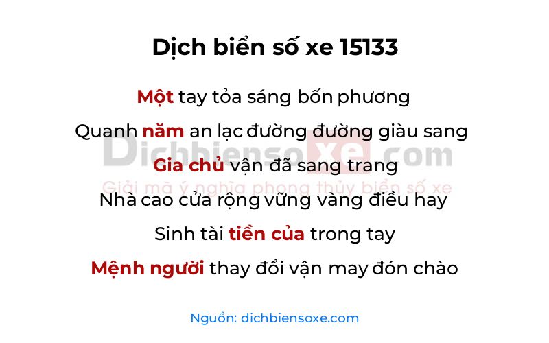 Dịch thơ biển số 15133
