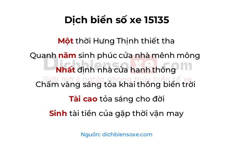Dịch thơ biển số 15135