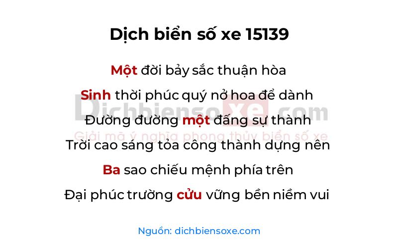 Dịch thơ biển số 15139