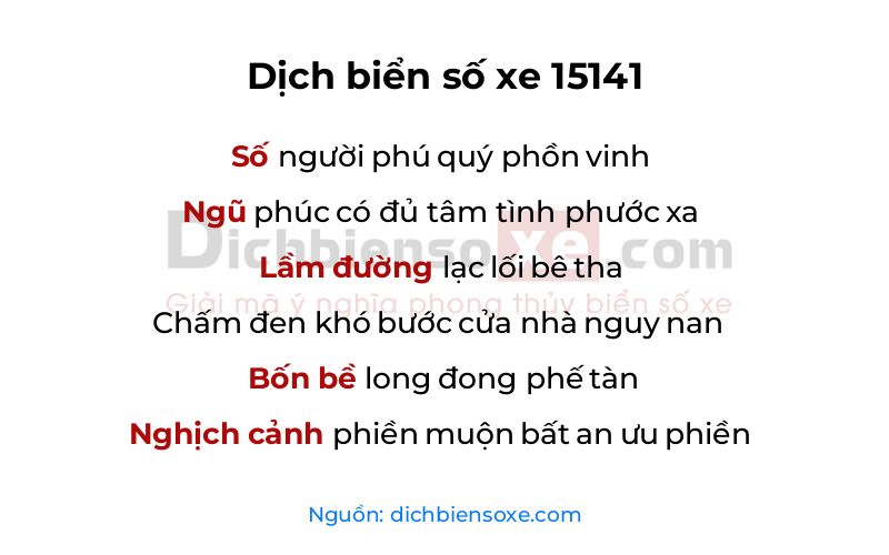 Dịch thơ biển số 15141