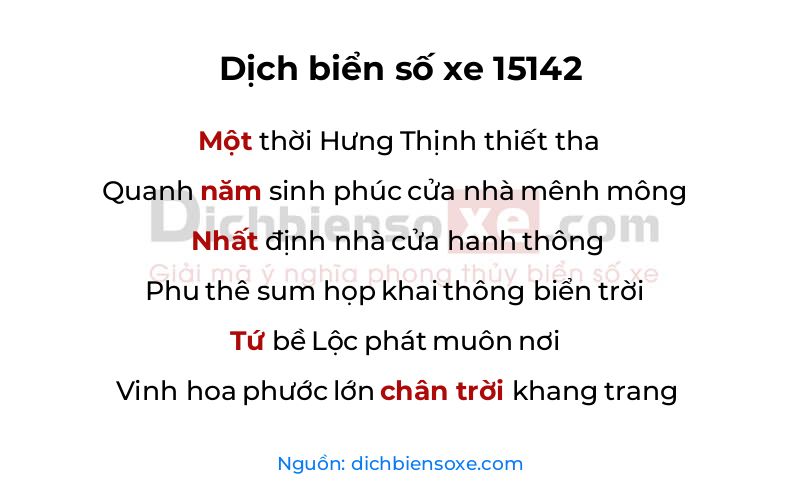 Dịch thơ biển số 15142