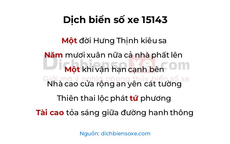 Dịch thơ biển số 15143