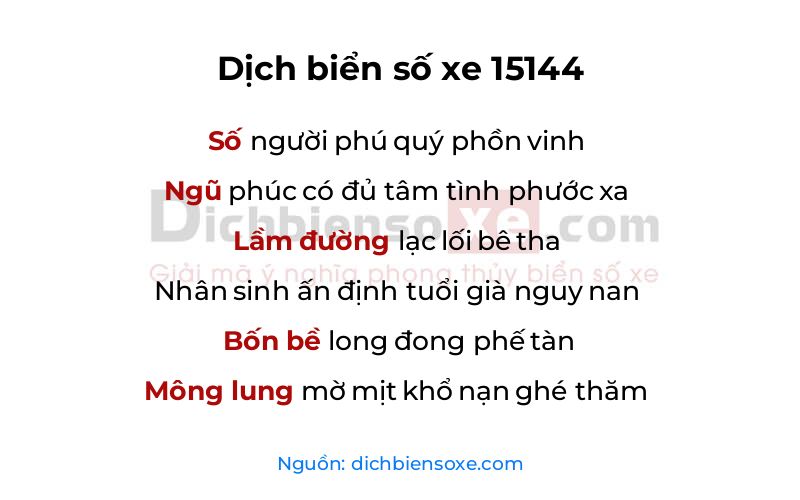 Dịch thơ biển số 15144