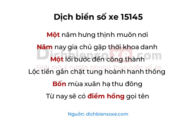 Dịch thơ biển số 15145