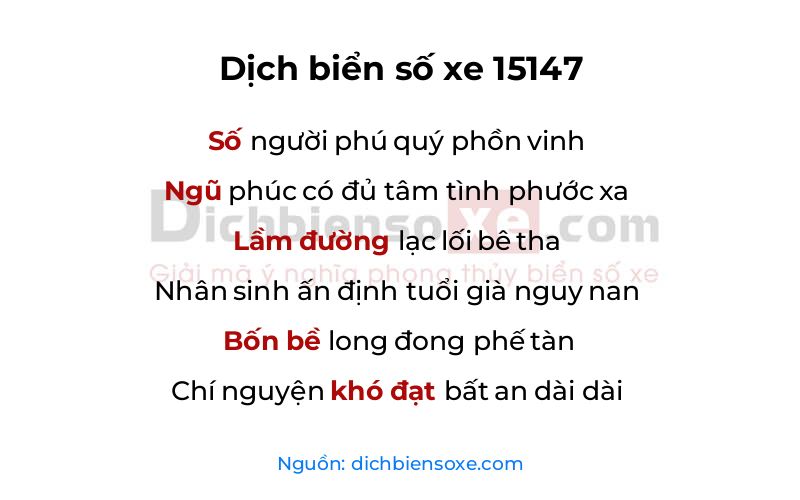 Dịch thơ biển số 15147