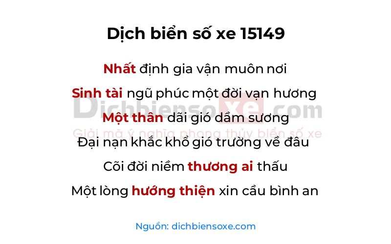 Dịch thơ biển số 15149