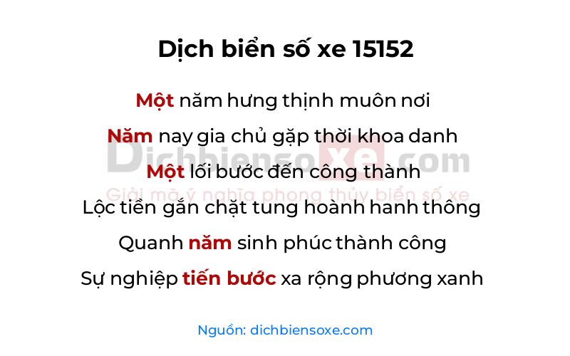 Dịch thơ biển số 15152