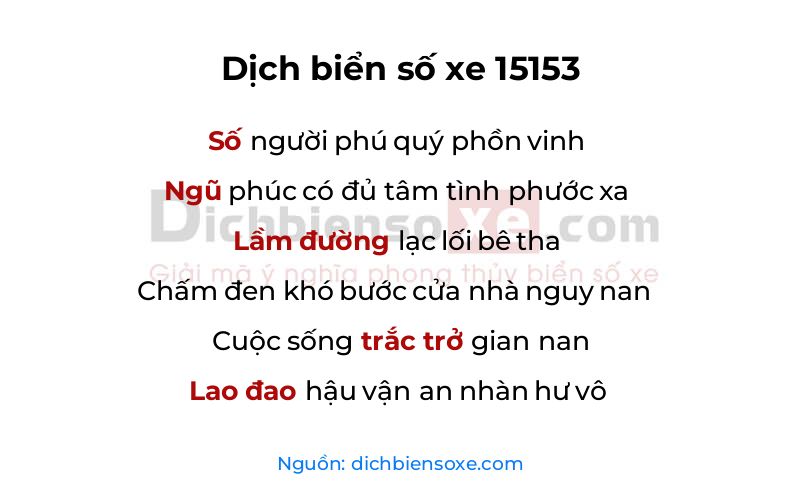 Dịch thơ biển số 15153