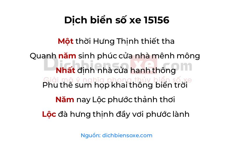 Dịch thơ biển số 15156