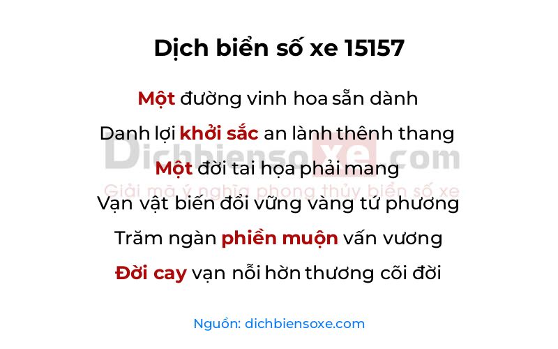 Dịch thơ biển số 15157