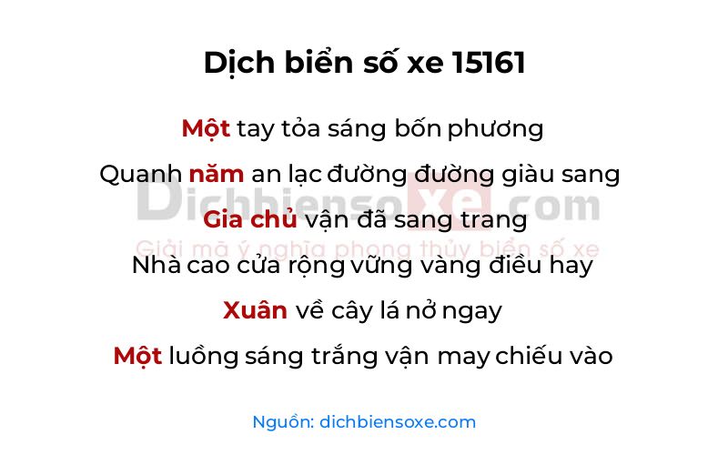 Dịch thơ biển số 15161