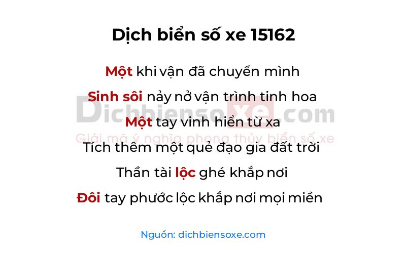 Dịch thơ biển số 15162