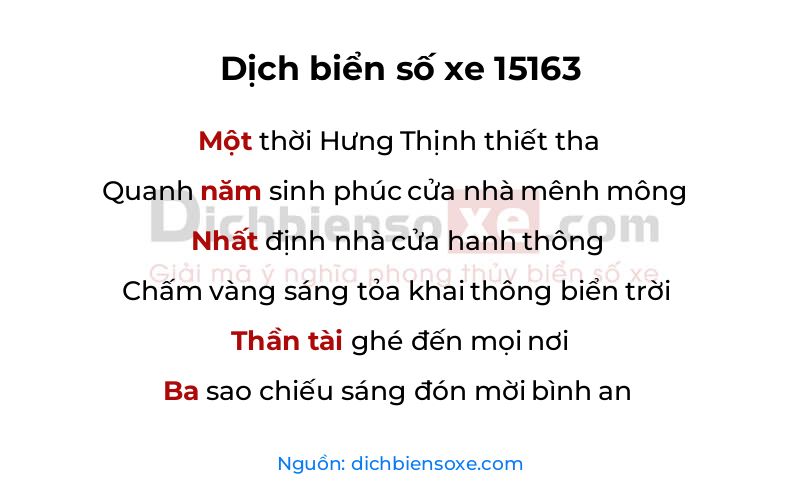 Dịch thơ biển số 15163
