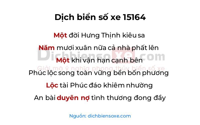 Dịch thơ biển số 15164