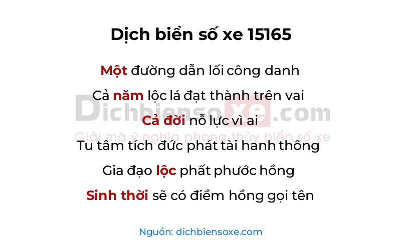Dịch thơ biển số 15165