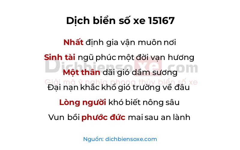 Dịch thơ biển số 15167