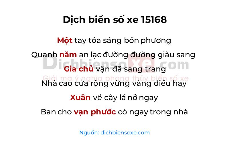Dịch thơ biển số 15168