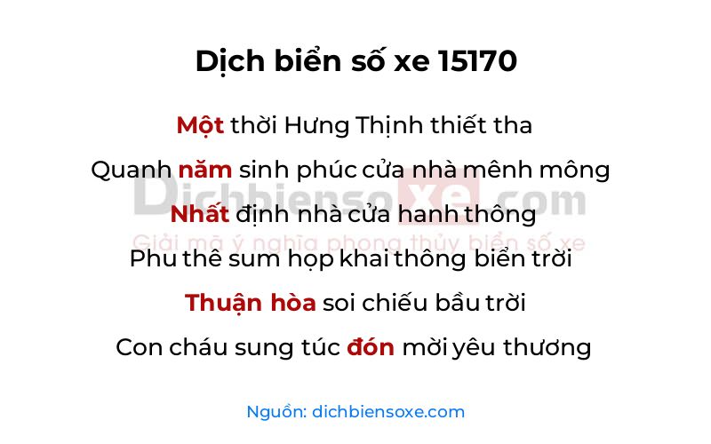 Dịch thơ biển số 15170