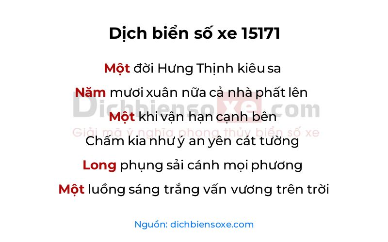 Dịch thơ biển số 15171