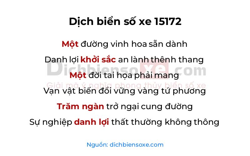 Dịch thơ biển số 15172