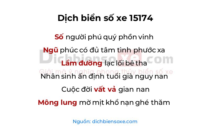 Dịch thơ biển số 15174