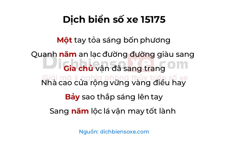 Dịch thơ biển số 15175