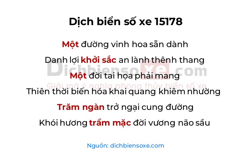 Dịch thơ biển số 15178