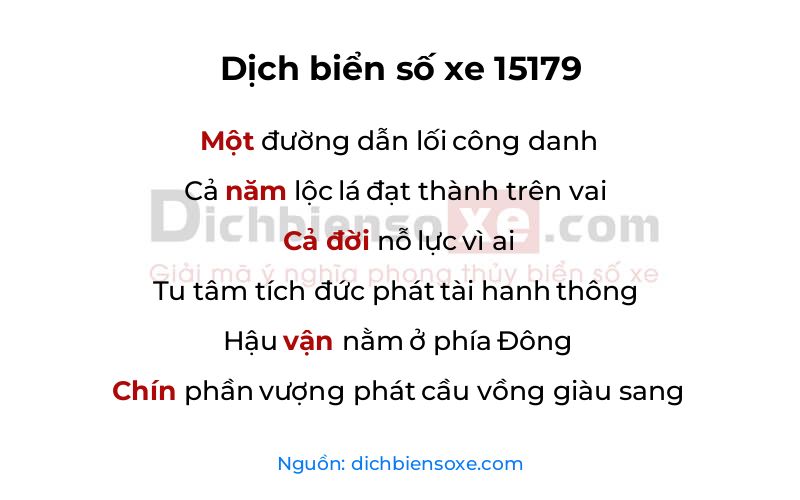 Dịch thơ biển số 15179