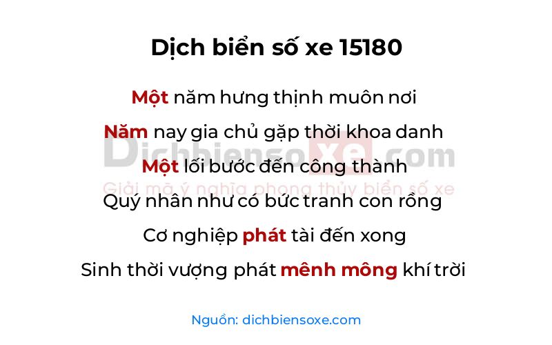 Dịch thơ biển số 15180