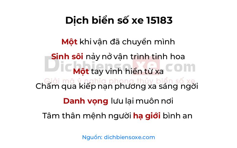 Dịch thơ biển số 15183