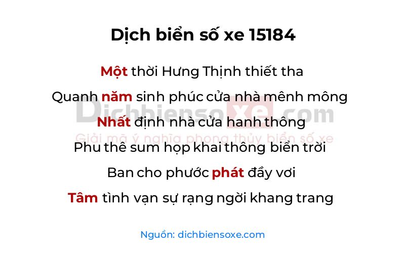 Dịch thơ biển số 15184